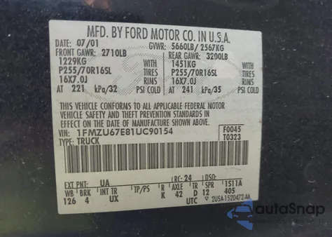 2001 Ford Explorer Sport Trac z USA, uszkodzony, nr VIN 1FMZU67E81UC90154